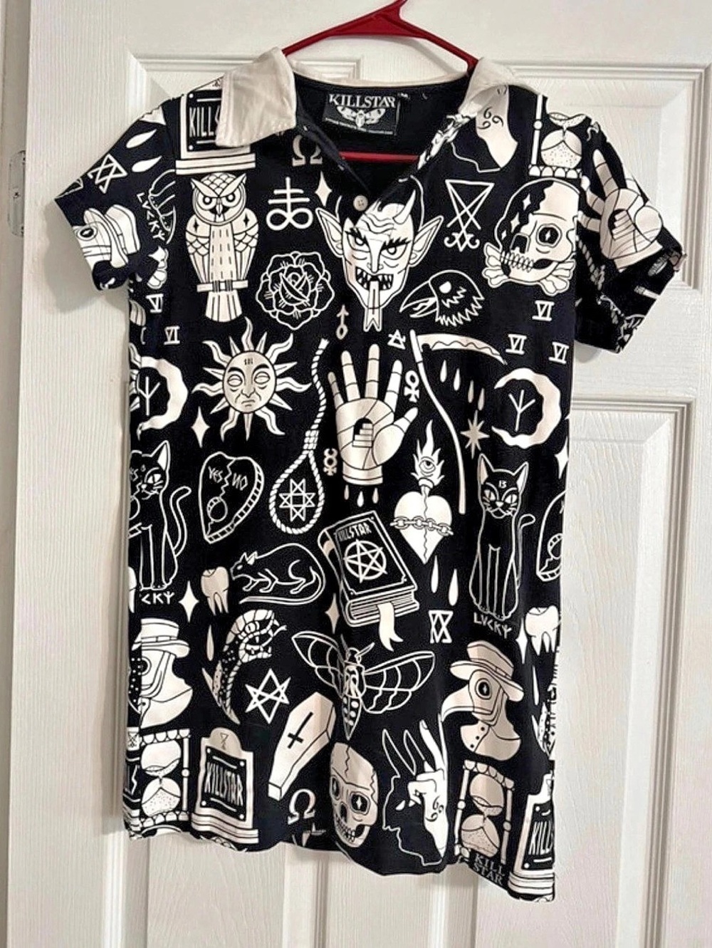Killstar Black & White Graphic Button-Up Size Medium